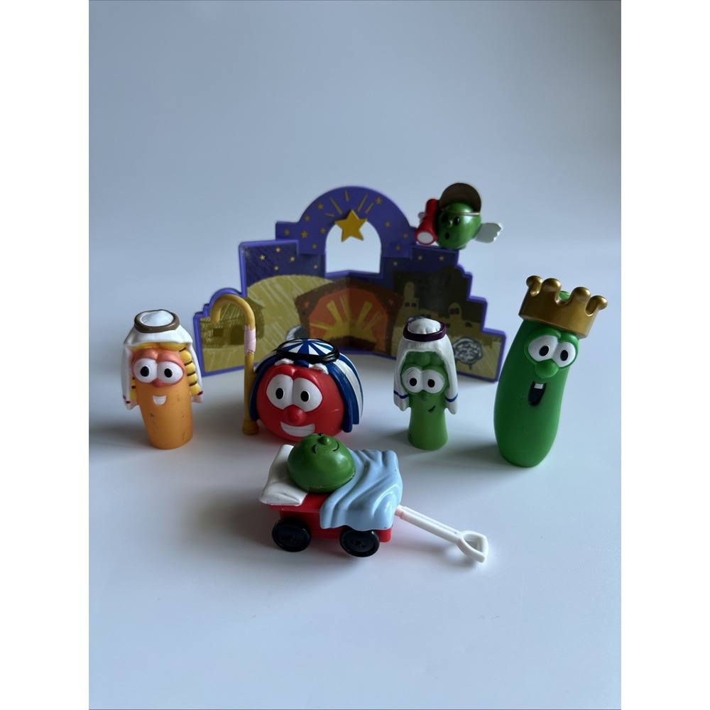 VTG Veggie Tales Good Samaritan Figure Set Nativity Christmas Play Big Idea 2000